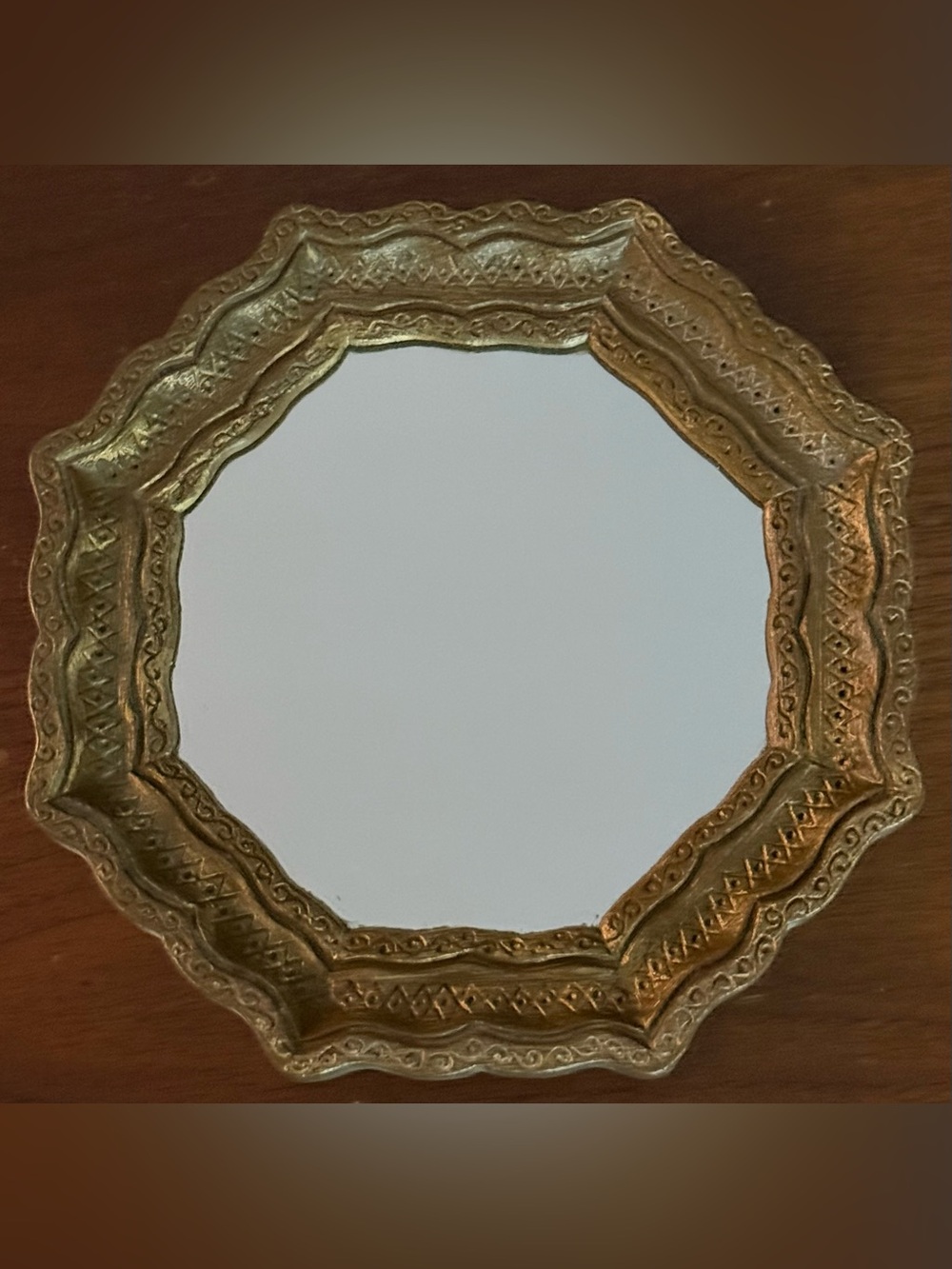 Gold Ornate Octagon 7 inch Wall Mirror Vintage Decorative Home Accent
